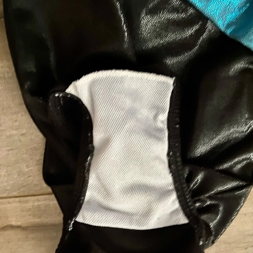 Elite Silver, Blue, and Black Gymnastics Leotard